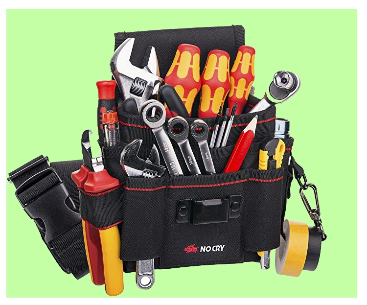 For heavy jobs, a heavy canvas tool pouch with 7 roomy pockets